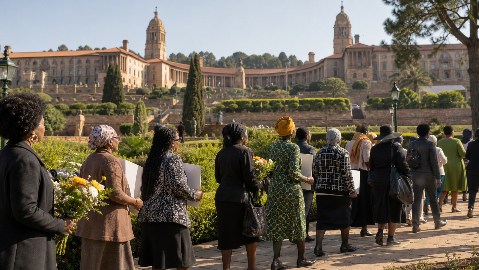 South African women in a respectful civic commemoration